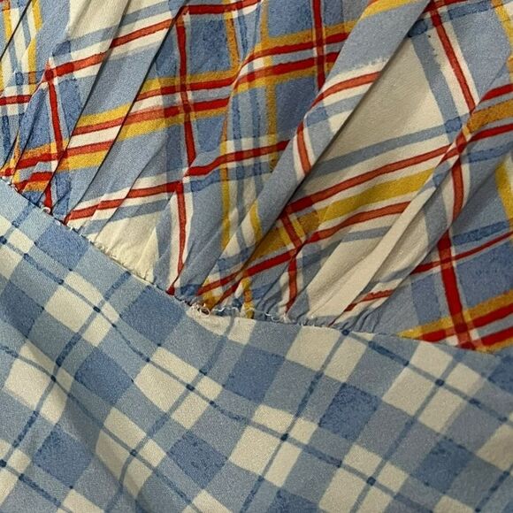 Veronica Beard Pastel Check Patch Silk Blend Wixson Midi Dress 0 - Picture 7 of 7
